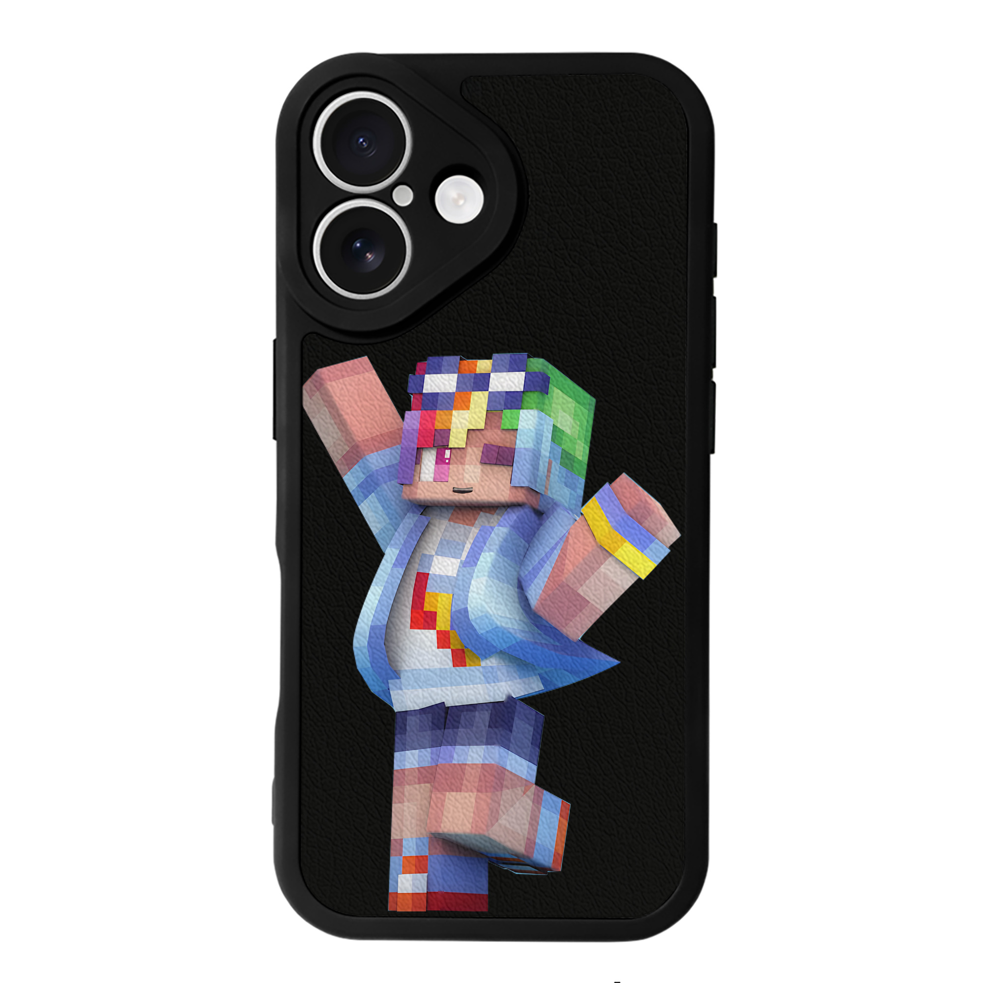 （画像用） マインクラフト ブロックの世界 Minecraft MC Block world 【iPhone 16シリーズ対応】シリコンスマホケース（レザー調） 材質：シリコン